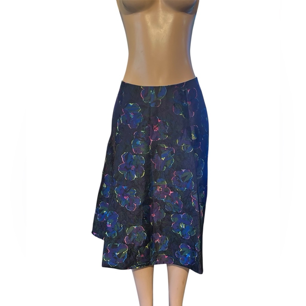 Kate Spade Black Skirt with Blue Floral Design